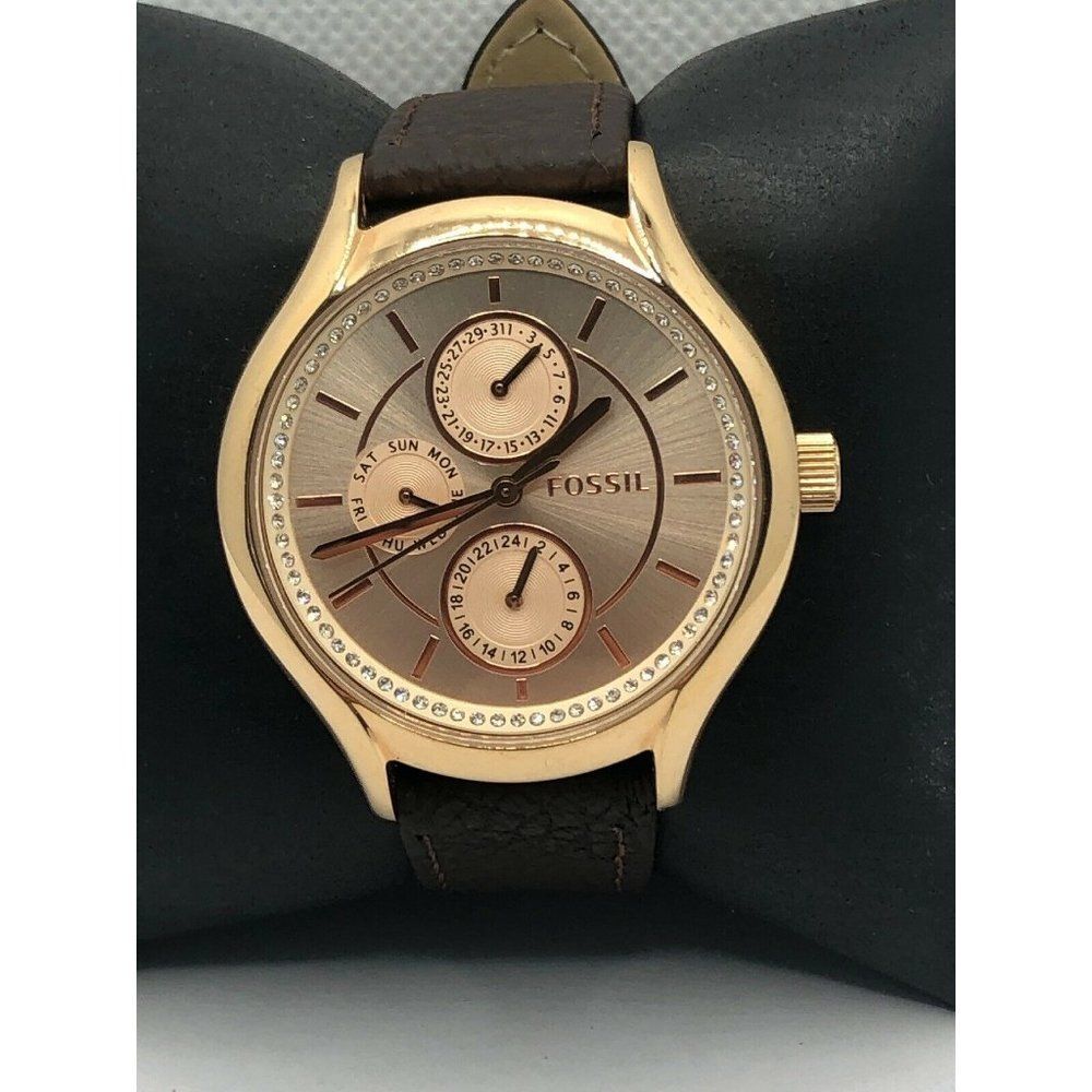 Fossil BQ1581 Women Brown Leather Analog Rose Gold